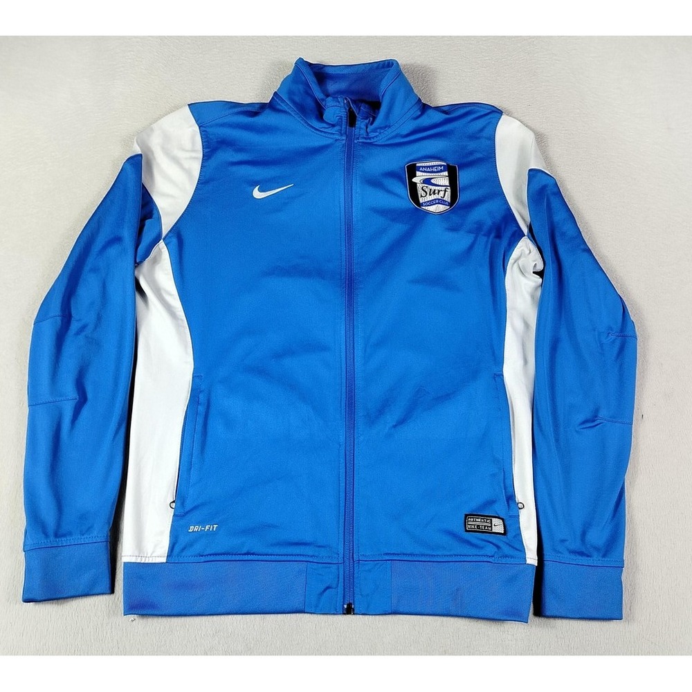 Nike Dri Fit Sideline Track Jacket Womens Medium Blue Anaheim Surf Soccer Club